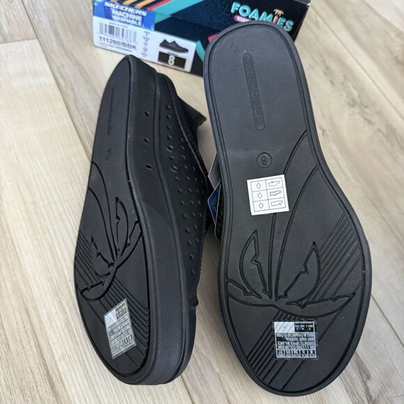 SKECHERS VISTA CALI DREAMING FOAMIES LOW SLIP-ON WOMEN SHOES BLACK SIZE 8 NEW - Picture 5 of 5